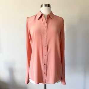 Rochas Silk Button Down Blouse Light Pastel Orange 40 US 6